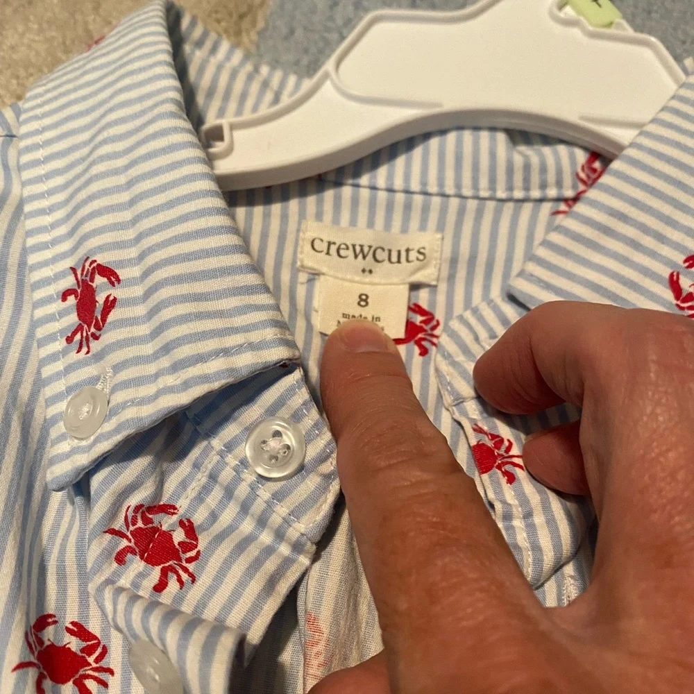 Boys Crew Cuts Crab SS Button Down sz 8 - Picture 3 of 3